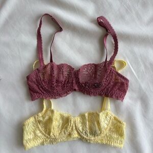 Journelle bra bundle 2 loulou balconette bras 32A yellow and rose/pink colored
